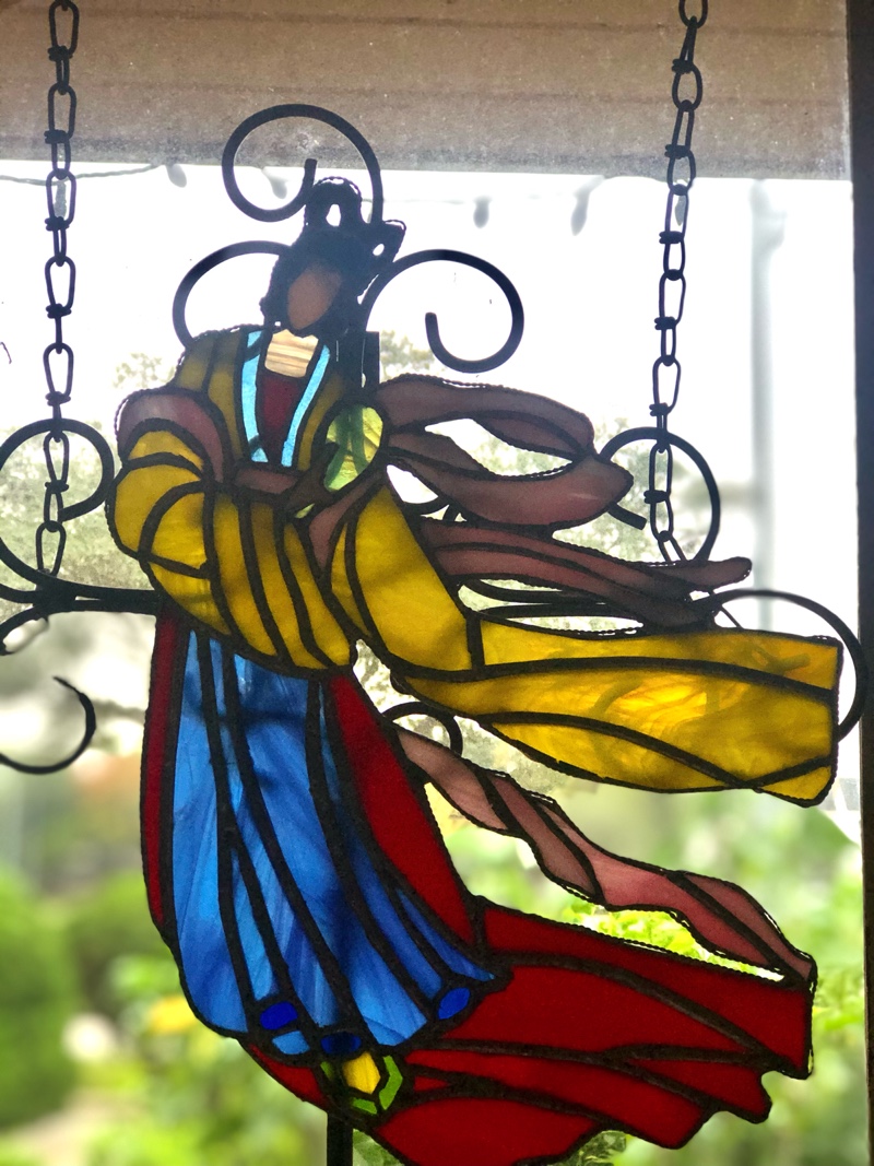 moon lady stained glass, by Connie Lacobie